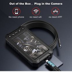 5" IPS Screen Endoscope Inspection Camera,IP67 Waterproof with 7 LED Lights and 32GB Card,16.5 FT Detachable Semi-Rigid Cable Industrial Endoscope Cam