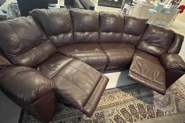 Leather 4 piece Sectional Couch Dark Brown