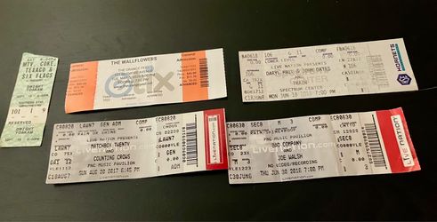 Lot of 5 Collectible Concert Ticket Stubs