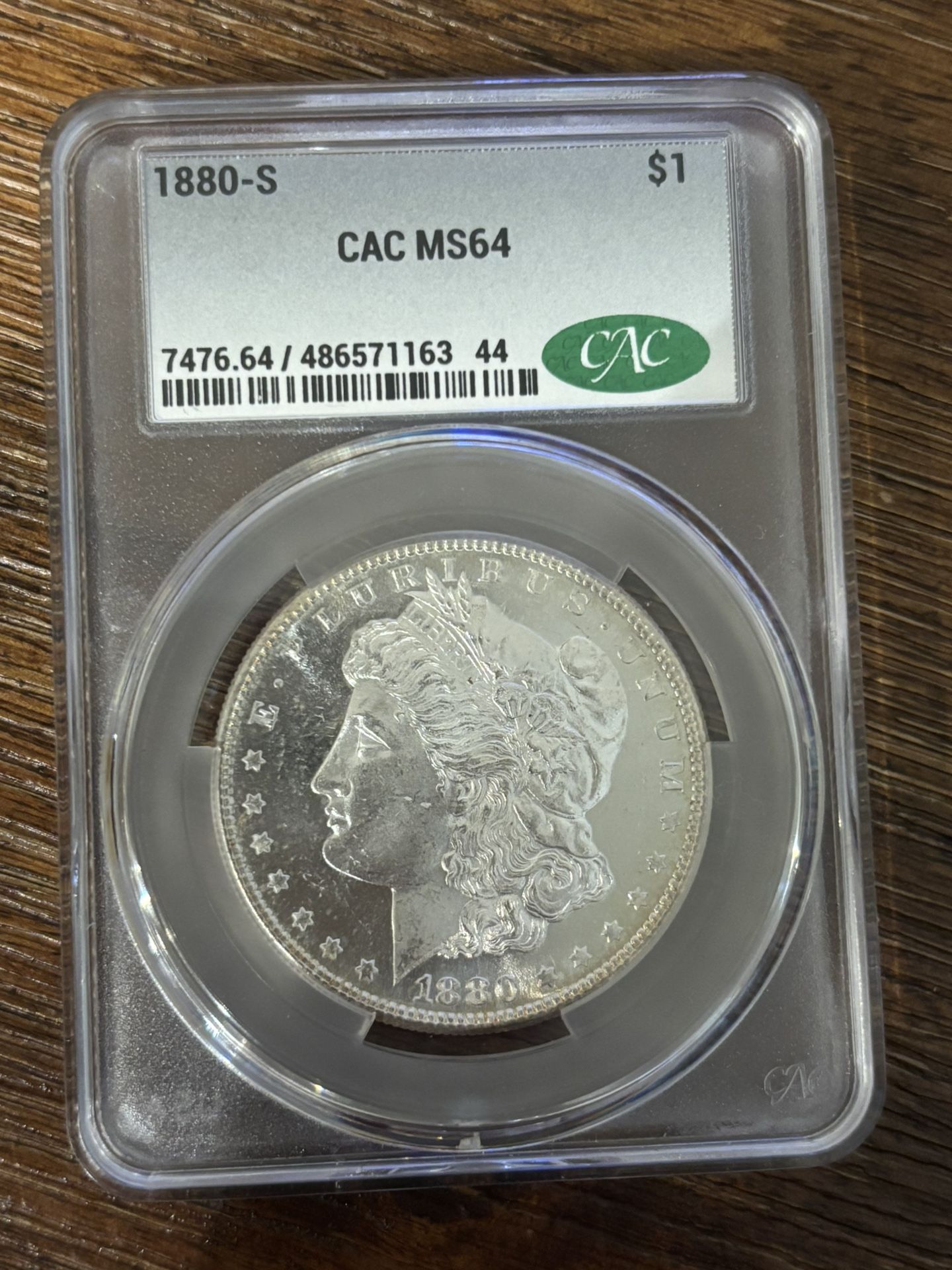 1880‑S Morgan Silver Dollar CAC MS64 Coin