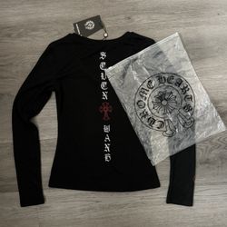 Women’s Chrome Hearts V-neck Long Sleeve Shirt
