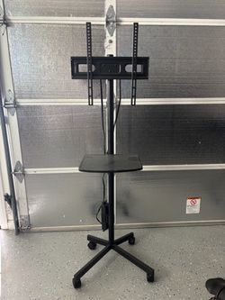 Rolling TV Floor Stand with Mount and Shelf