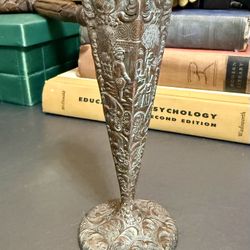 Antique Noritake M Art Nouveau Repousse Bronze On Silver Plated 5.5” Vase JAPAN