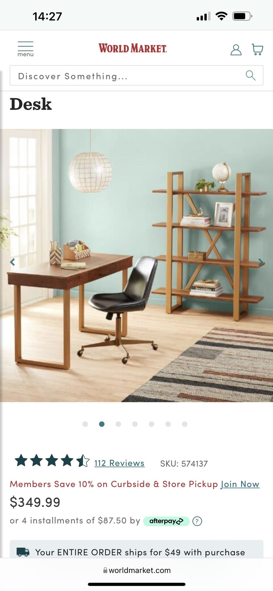 Caramel Wood And Gold Metal Sloan Desk