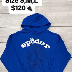Spider Hoodie Blue And White 