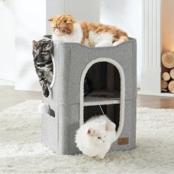 Large Multi-Level Cat Condo Hideaway Furniture Bed Cave Scratch Pad Tower House Indoor Cats