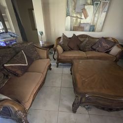 Living Room Sofa And Love Seat Set W/ 3 Tables