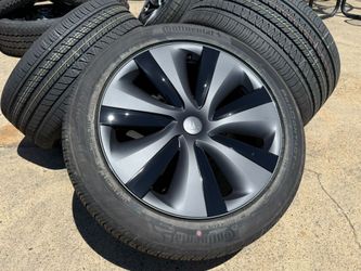 FREE DELIVERY (4) 2025 Tesla Model S 19" Tempest OEM Wheels Rims CAPS Continental Tire 100% SENSORS