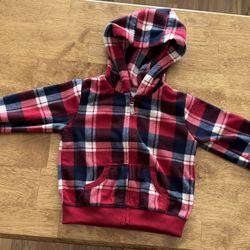 Sz 18 mo Nice Carter’s soft flannel feel full zippered, hooded jacket/2 pockets. Unisex. Gently Used