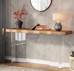 Console table with clear acrylic legs