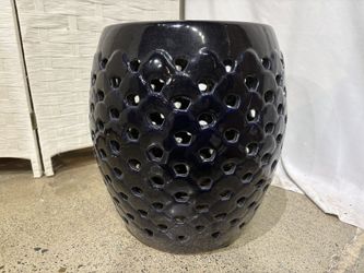 Deep Black Blue Glazed Porcelain Garden Stool