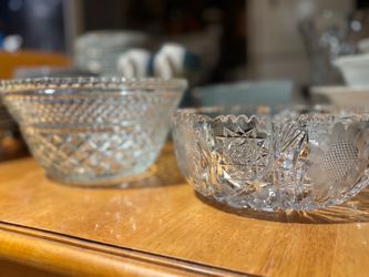 Cut Crystal Glass Bowls Set of 2