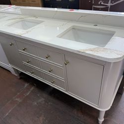 Collette 60 in. Double Sink Greige Bath Vanity with Quartz Top