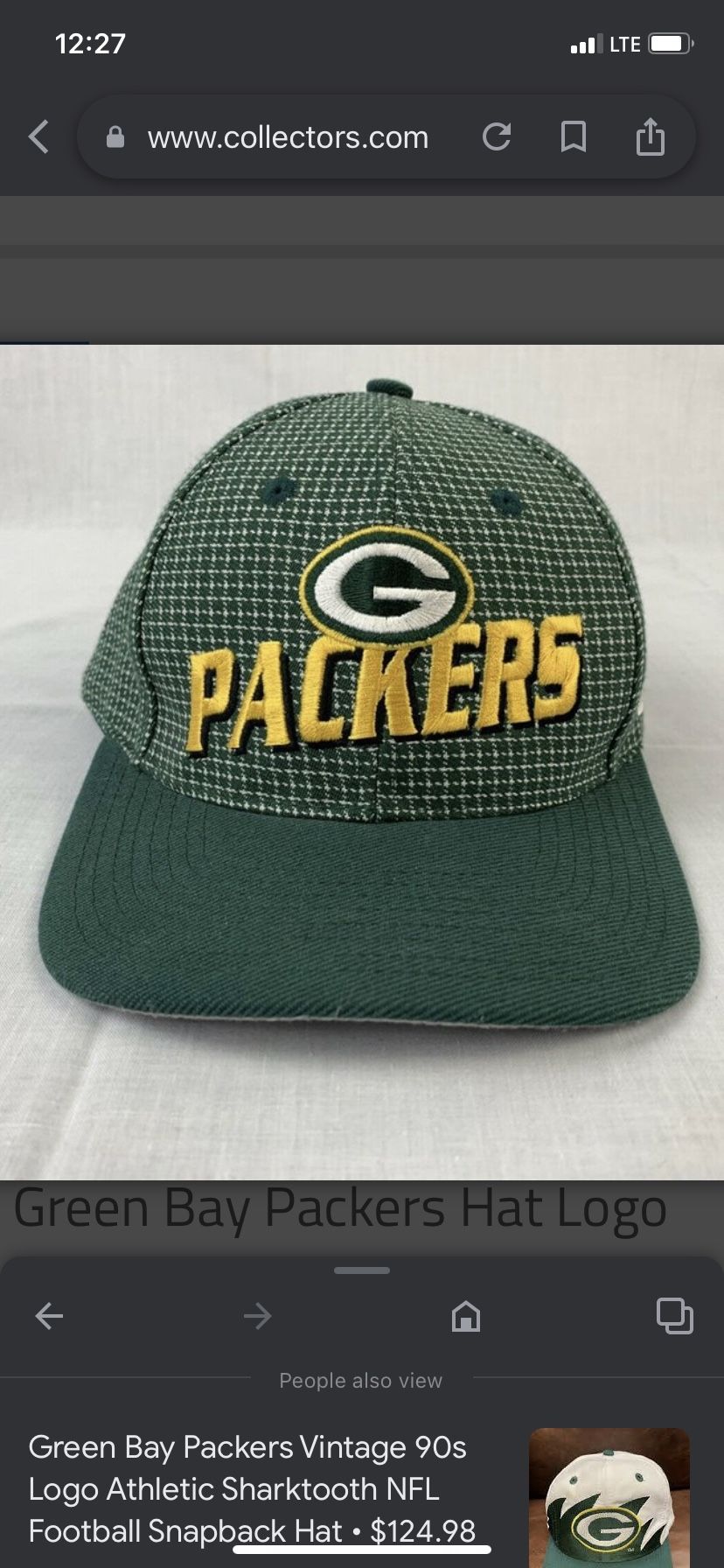 Vintage Green Bay Packers Hat Logo Athletic 90s NFL Splash Sharktooth Script.