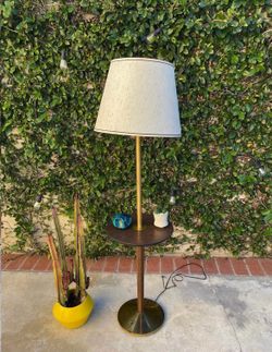 Mid century modern round top table lamp