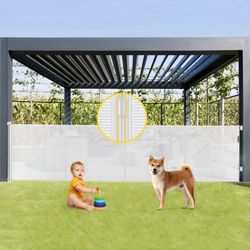 Reinforced 42” Tall x 160” Extra Wide Retractable Baby Gates with Support Rods