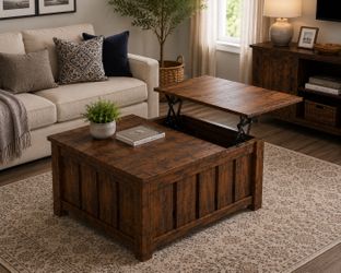 Rustic Lift Top Coffee Table with Hidden Storage - 31.5" x 31.5"