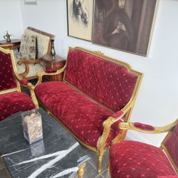 Louis XIV antique Couch, 2 Seat, One table Set 