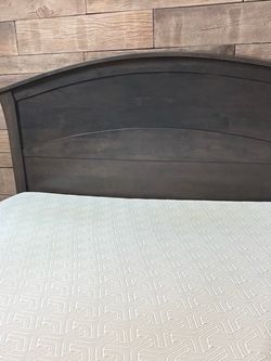 Dark Gray Wood Arched Headboard