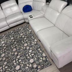 SECTIONAL GENUINE LEATHER RECLINER ELECTRIC  WHITE COLOR.. ✅💥🚛DELIVERY SERVICE AVAILABLE 💥✅🚛