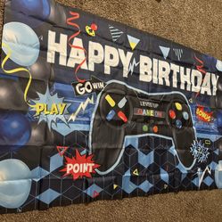 “Game on” Birthday Banner