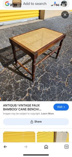 Antique Vintage Faux Bamboo Cane Bench