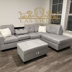 Brand New Rocket Gray Reversible Sectional