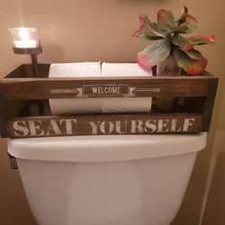 Bathroom Decor - Rustic Toilet Storage Box 17"  X  5"  BATHROOM HUMOR 