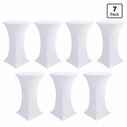 MUST GO! 7 White Spandex Cocktail Table Covers 32x43 – $30 Firm