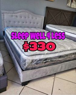 NEW QUEEN BED FRAME AND MATTRESS