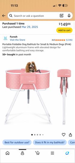 Portable Foldable Dog Bathtub for Small & Medium Dogs (Pink) Lightweight aluminum frame