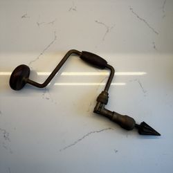 Vintage Hand Ratchet Bit Brace Drill W/Spiral Flute Pipe Burring reamer