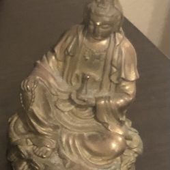 Good Luck Lady Buddha Sculpture Copper/Brass