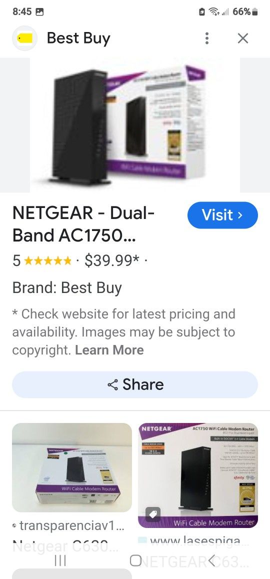 NETGEAR AC1750 WIFI CABLE MODEM ROUTER