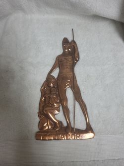 Vintage Copper Relief Wall Plaque - Mother & Child Metal Art