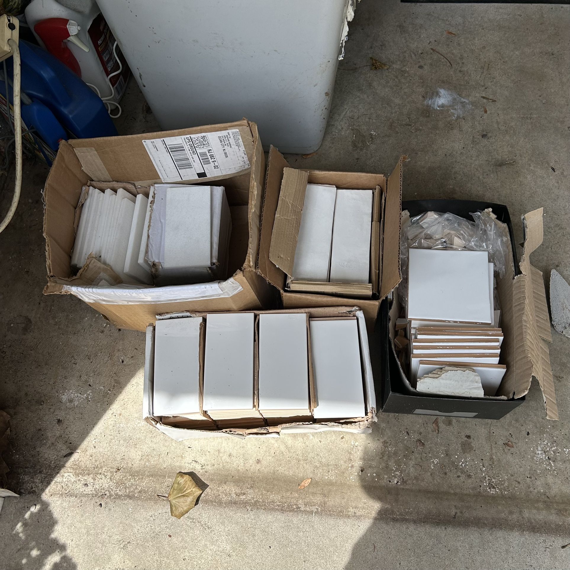 Lot (4) Boxes of White Tile (Clay & Marble) Crafts Mosaics DIY Projects 