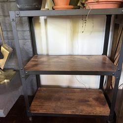 metal and wood shelf stand