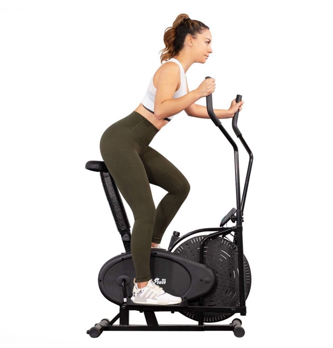 Dual Action Elliptical Fan Bike Cross Trainer Air Resistance System Machine Exercise Workout w/LCD Monitor