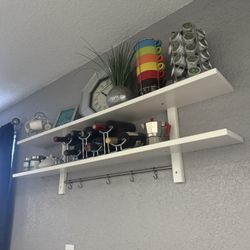 White Shelves With Hooks