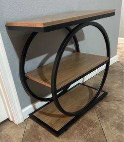 (NEW) Modern Console Table with Circular Metal Frame
