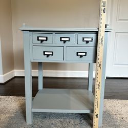 World Market Blue-Gray Storage Side Table / Nightstand, 5 Drawers