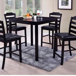 High Dining Set 5pcs Color Espresso 