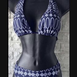 New Navy Blue triangle halter neck boho/Bohemian print top bikini /swimsuit/swimwear /bathing suit size Large , Extra Large each for $15