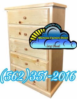 Five drawer natural pinewood cajonera Comoda mueble Pino