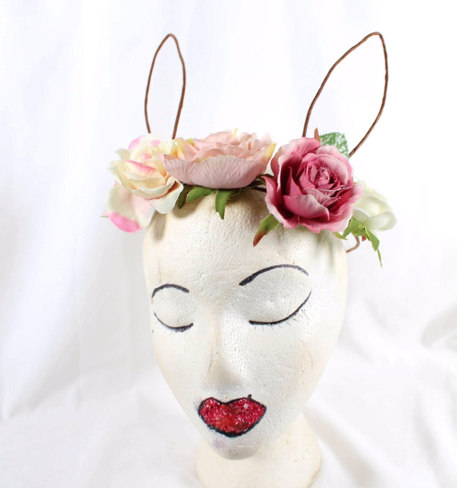 Romantic Rustic Floral Bunny Headdress Hair Accessory Wedding Spring Summer