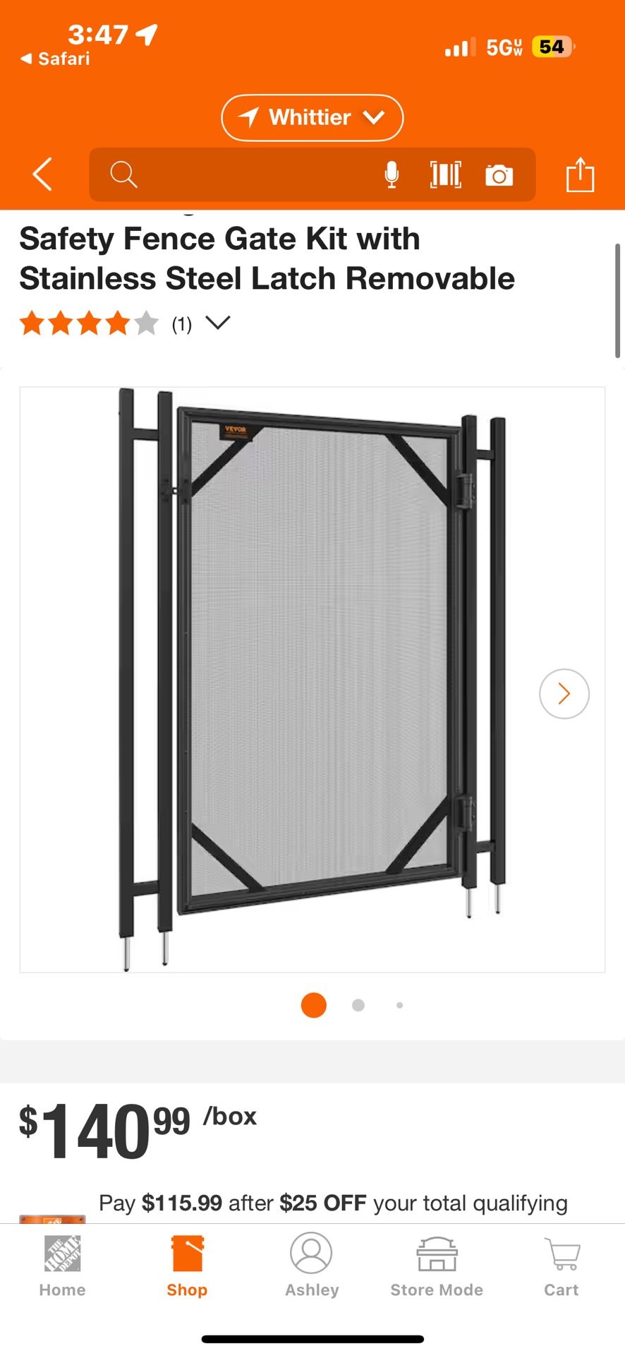 VEVOR Pool Fence Gate, 4 x 2.5 FT Pool Gate for Inground Pools, Pool Safety Fence Gate Kit with Stai