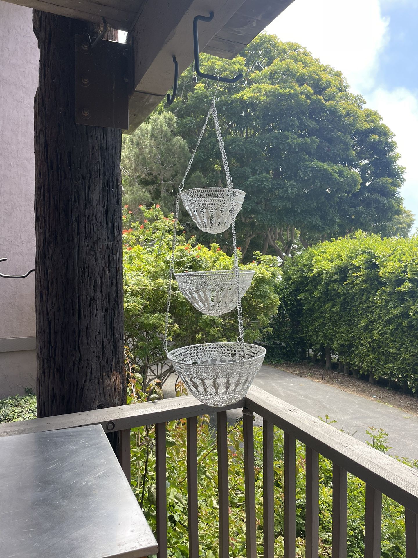3 Tier Hanging Basket Metal With White Finish