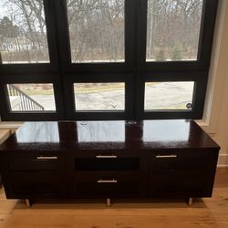 Crate & Barrel Wood Storage Media Console 