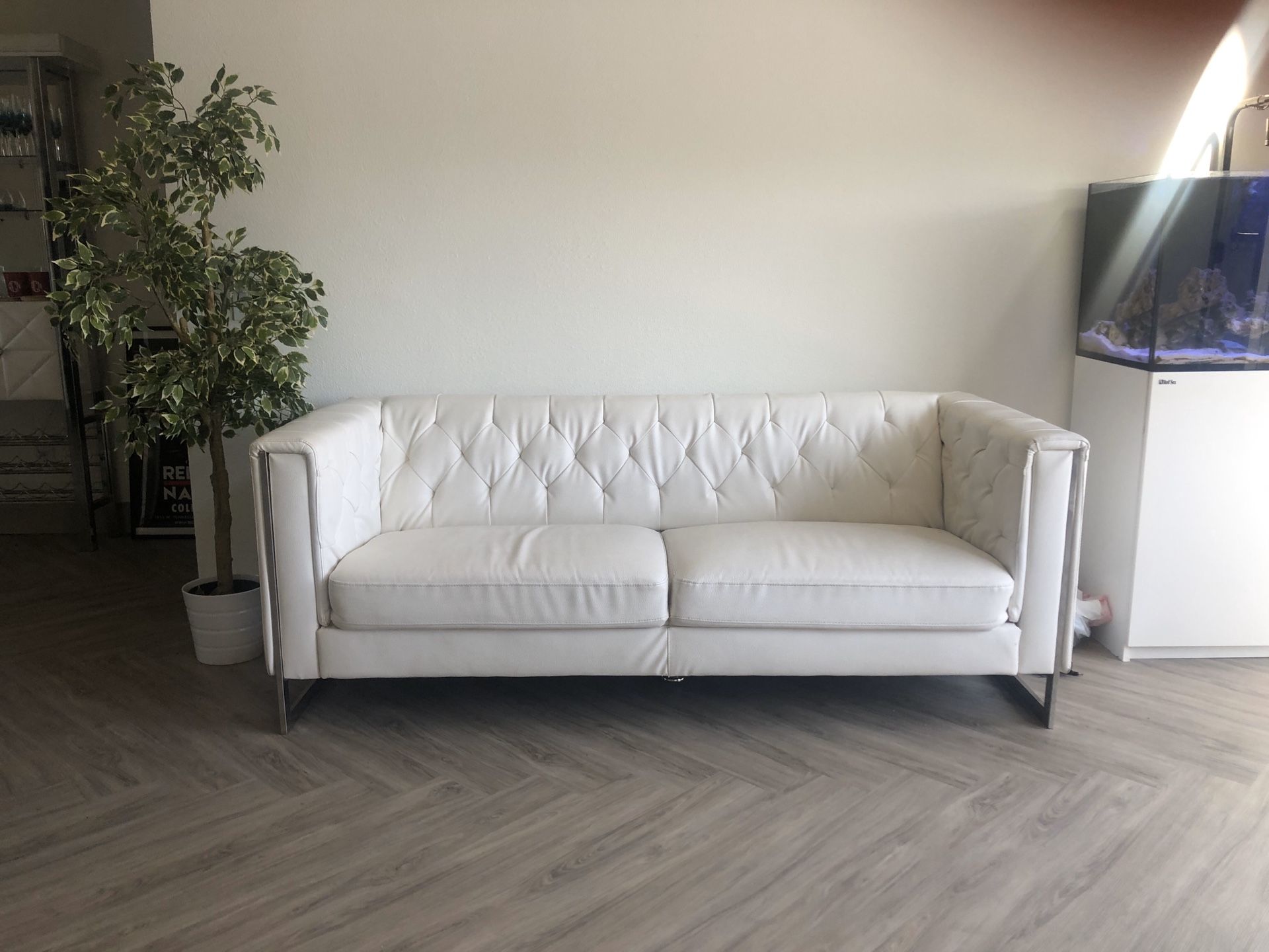 White leather couch