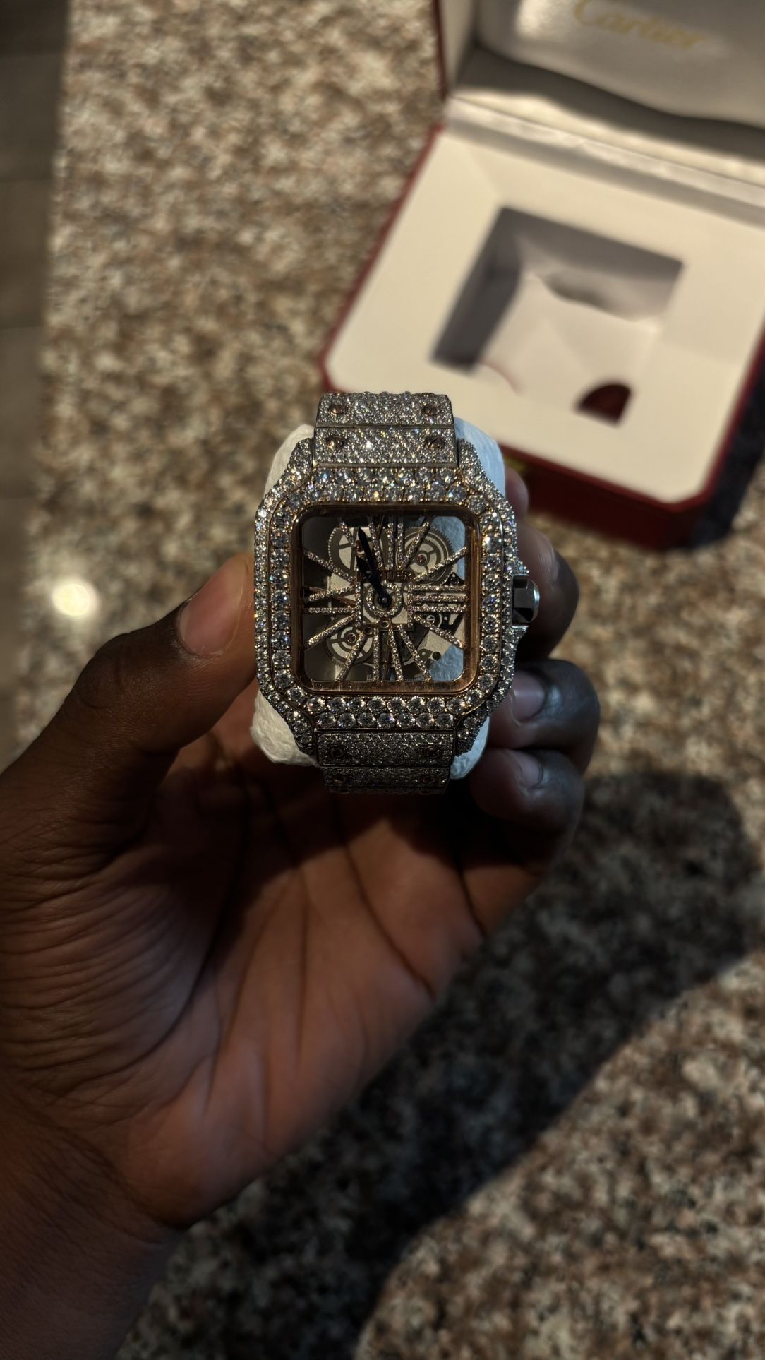 Skeleton 2 Tone Rose Gold Cartier Moissanite